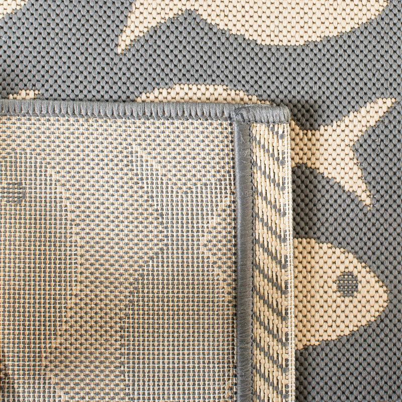 Courtyard CY6013 Power Loomed Indoor and Outdoor Area Rug - Grey/Beige - 4'x4' - Safavieh