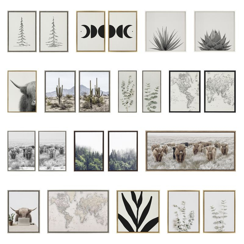 Kate and Laurel Sylvie Modern Sage Green Botanical Outdoor Nature Print 1, 2 and 3 Framed Canvas by The Creative Bunch Studio, 3 Piece 18x24, Natural