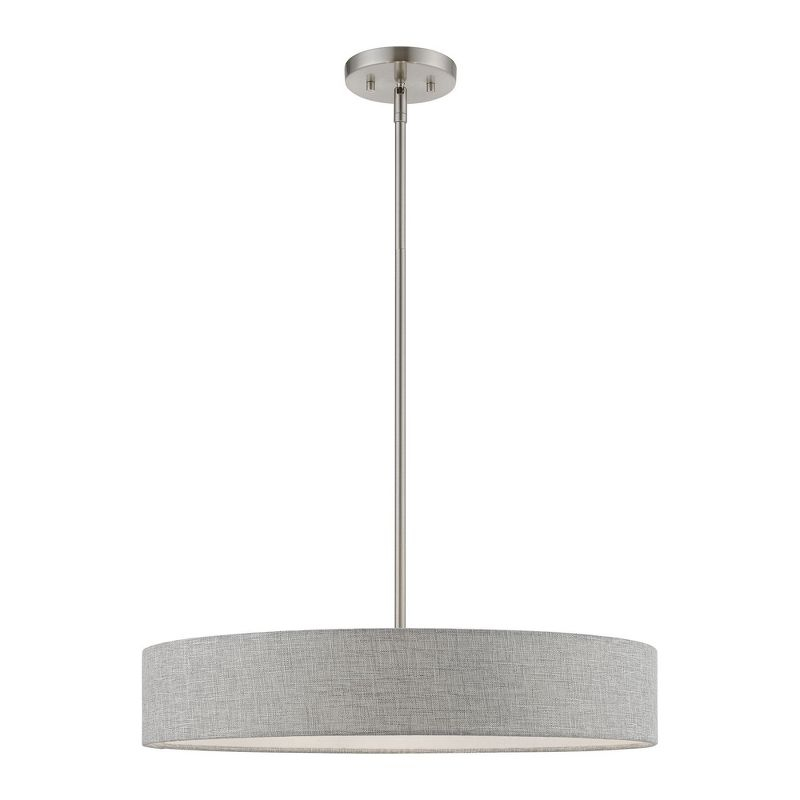 Livex Lighting Elmhurst 4 - Light Pendant in  Brushed Nickel/Shiny White