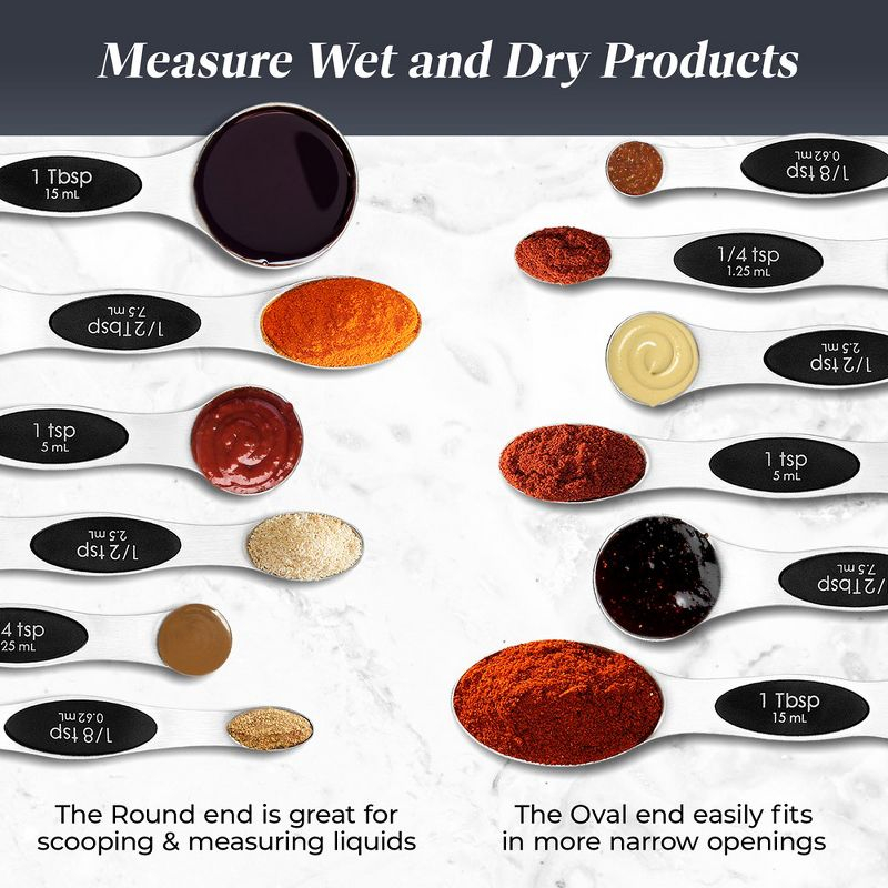 6 pc magnetic measuring spoon stainless steel