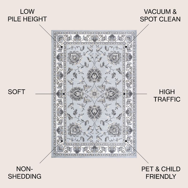 5'x 8' Cherie French Cottage Area Rug, Light Gray/Cream - JONATHAN Y