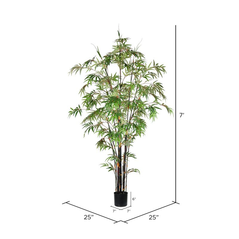 Vickerman 7' Artificial Potted Black Japanese Bamboo Tree. In a 7"Lx7"Wx6"H base.