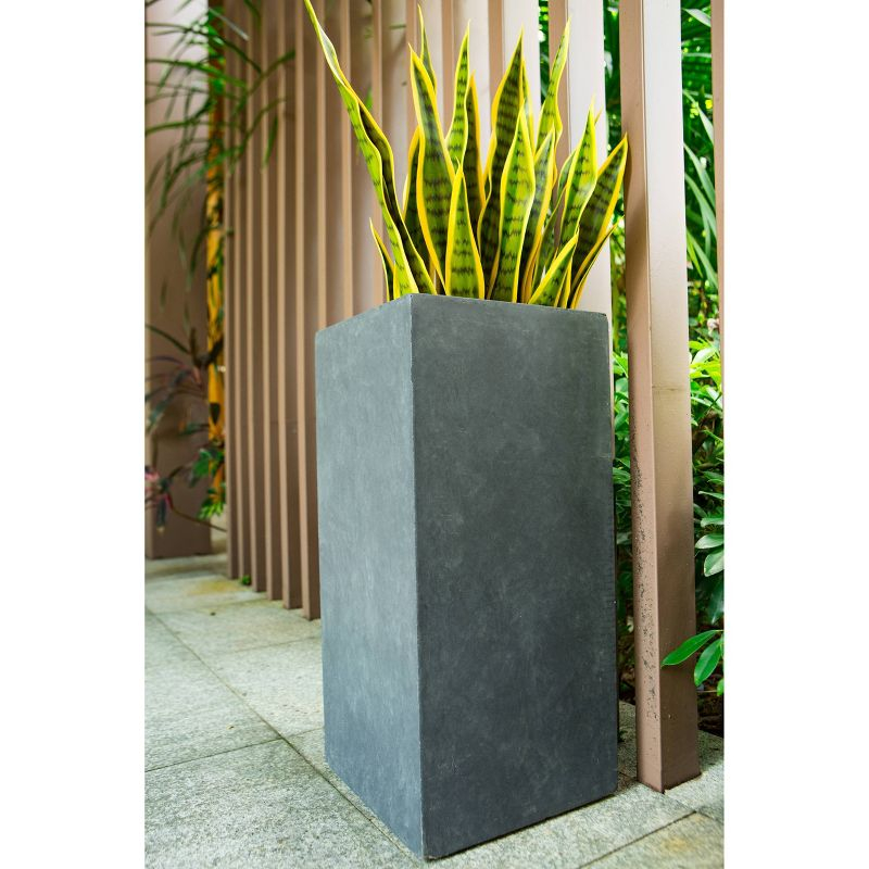 Rosemead Home & Garden, Inc. 24" x 11" Rectangular Kante Lightweight Modern Tall Outdoor Planter Charcoal