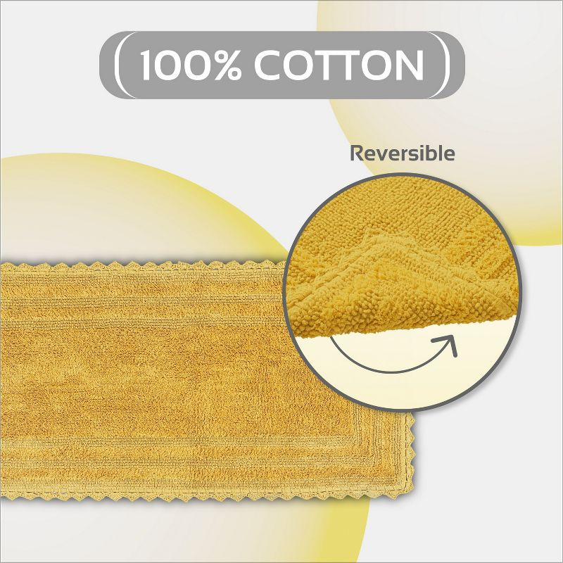 Better Trends Lilly Crochet 100% Cotton Tufted Reversible Bath Rug 20" x 60" Runner - Yellow
