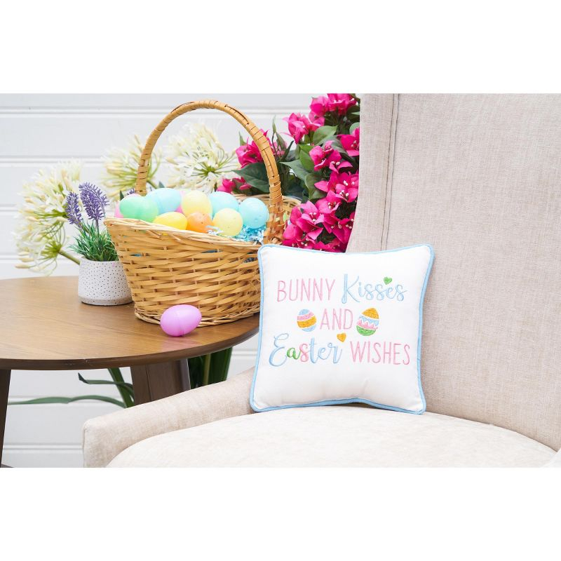 C&F Home 10" x 10" Easter "Bunny Kisses & Easter Wishes" Embroidered Small/Petite Spring Themed Accent Pillow