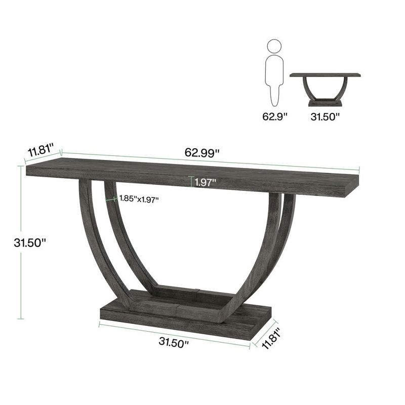 Resenkos Entryway Table, Console Sofa Table,63" Farmhouse Console Table, 2-Tier Entryway Sofa Table Gray
