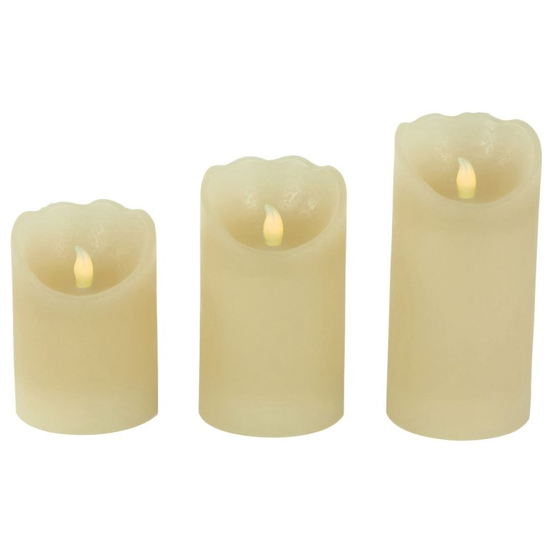 Northlight LED Operated Flameless Pillar Candles - 6" - Cream - Set of 3