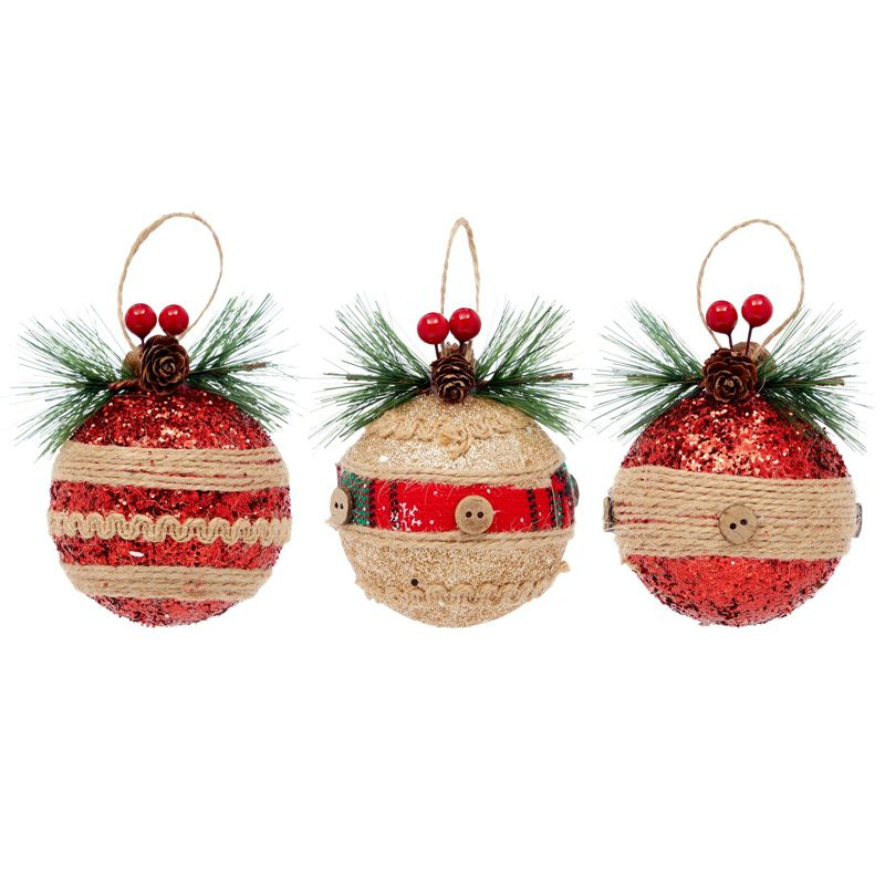 Juvale Rustic Christmas Tree Ornaments, Farmhouse Holiday Decorations, Assorted Designs, 3 x 5.4 In