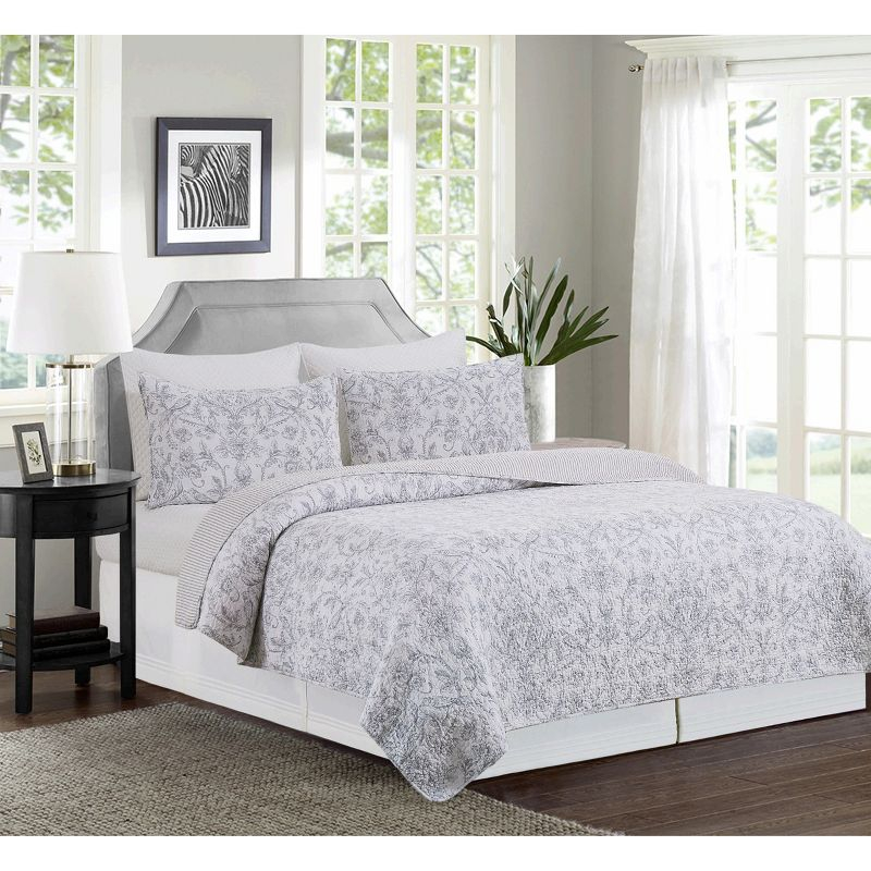 C&F Home Songbirds Full and Queen 3 Piece Quilt Set Cotton Reversible and Machine Washable