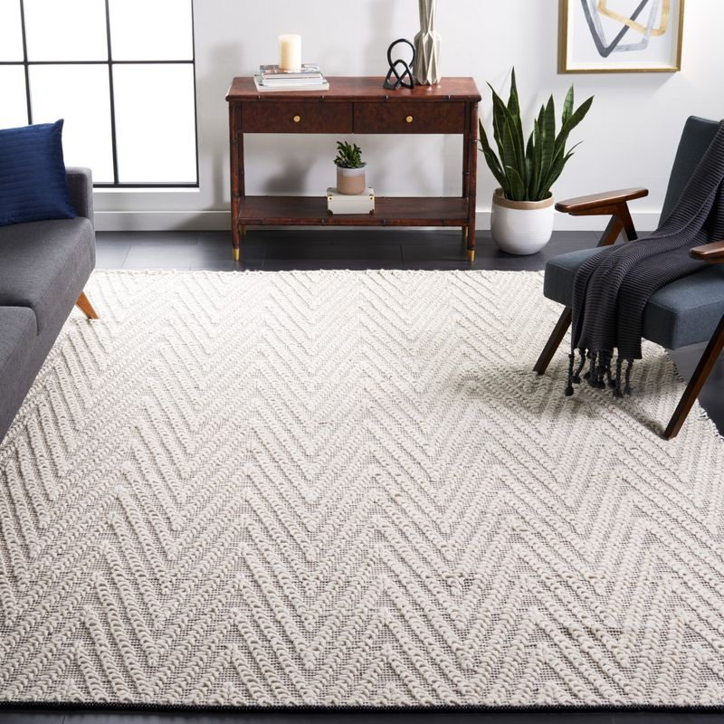Natura NAT277 Flat Weave Indoor Area Rug - Ivory/Black - 6'x6' - Safavieh