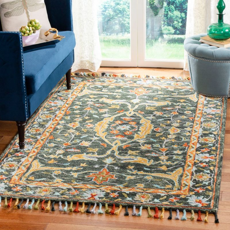 Aspen APN116 Hand Tufted Area Rug - Olive/Rust - 4' X 6' - Safavieh.