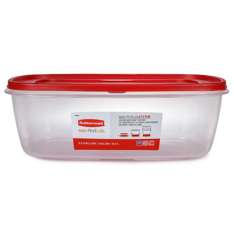 Rubbermaid Easy Find Lids 320oz (2.5 gal) Plastic Rectangle Food Storage Container Clear: Large, Microwave & Freezer Safe