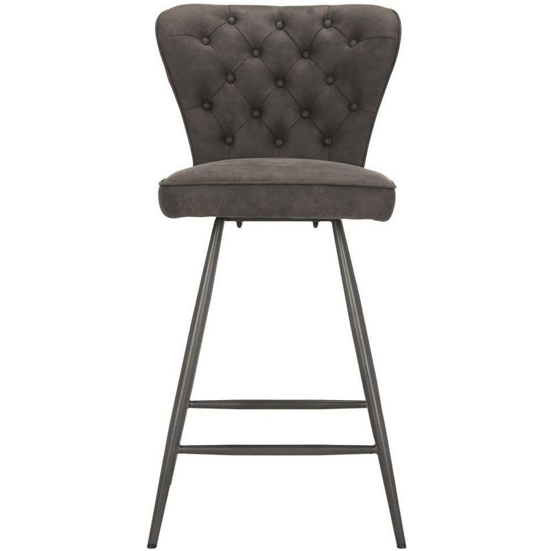 Ashby 26"H Mid-Century Modern Leather Tufted Swivel Counter Stool (Set of 2) - FOX1702 - Grey - Safavieh Couture