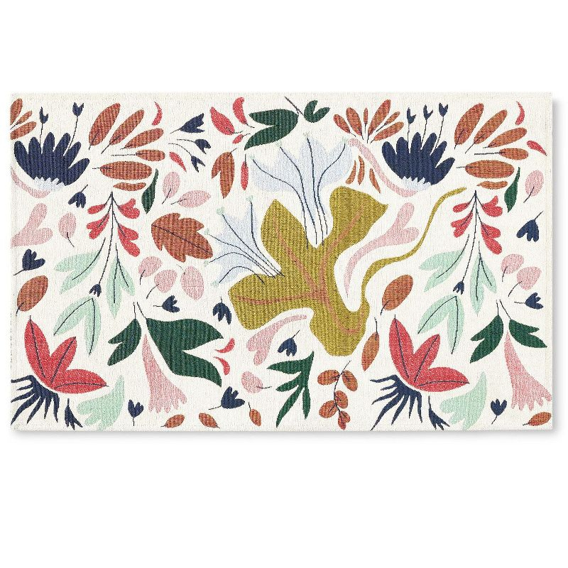 TOWN & COUNTRY LUXE Livie Floral Drip Everwash Washable Multi-Use Decorative Rug with Non-Slip Backing, Cream, 24"x40"