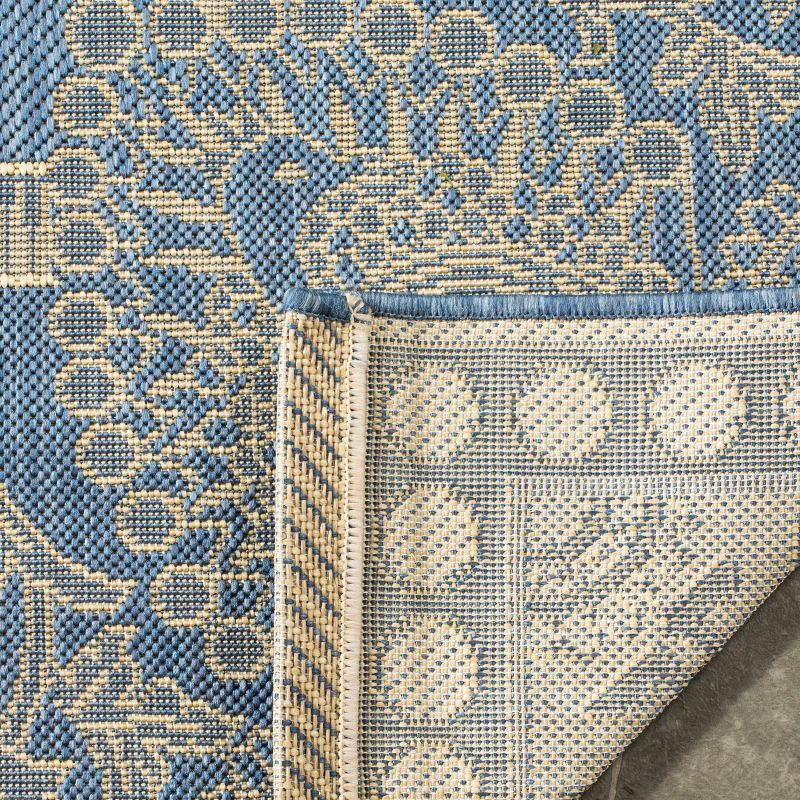 Courtyard CY2965 Power Loomed Indoor/Outdoor Area Rug - Blue/Natural - 7'1x7'1 - Safavieh.