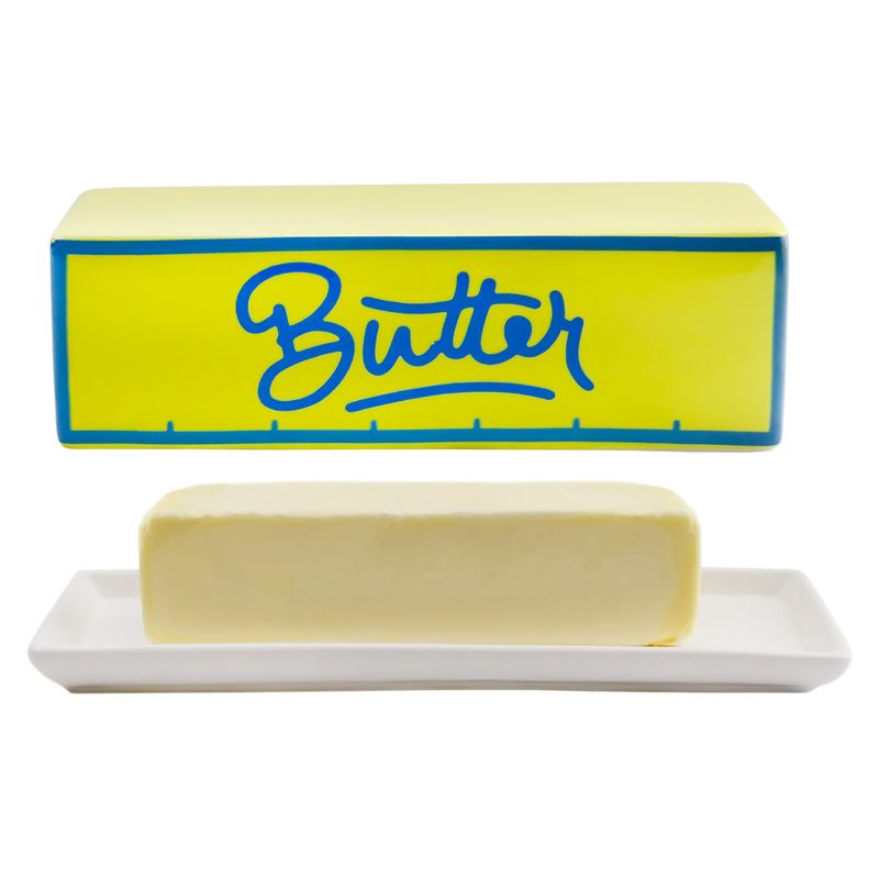 Darware Butter Shaped Butter Dish w/ Lid; Ceramic Spread Serving Dish