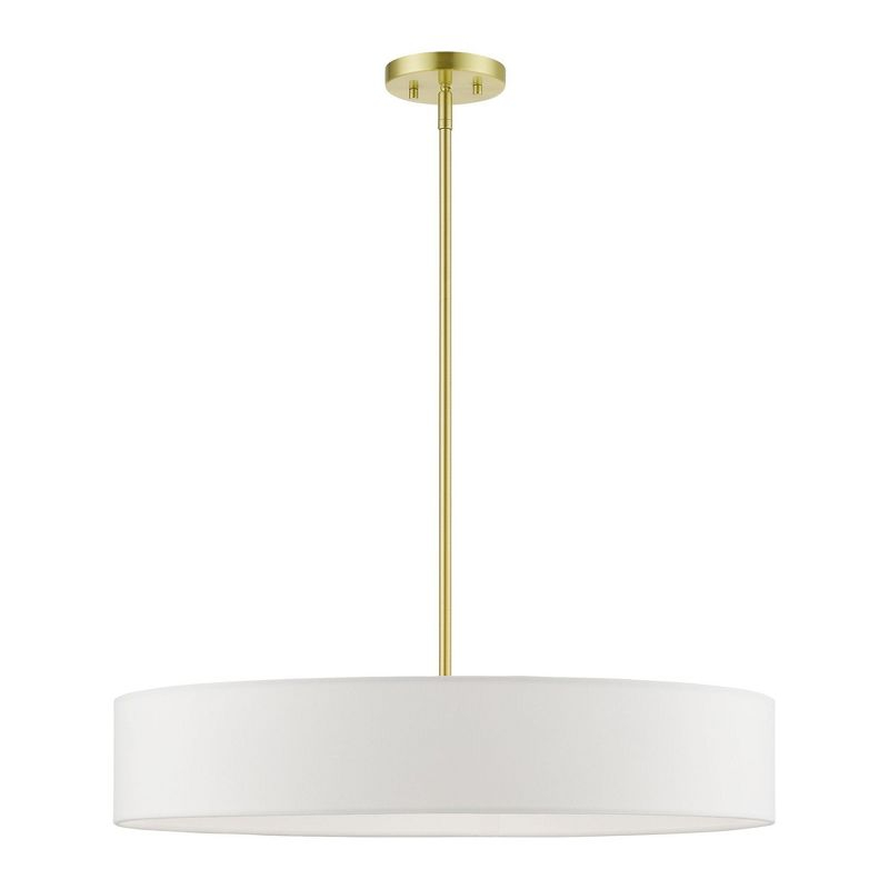 Livex Lighting Venlo 5 - Light Pendant in  Satin Brass/Shiny White