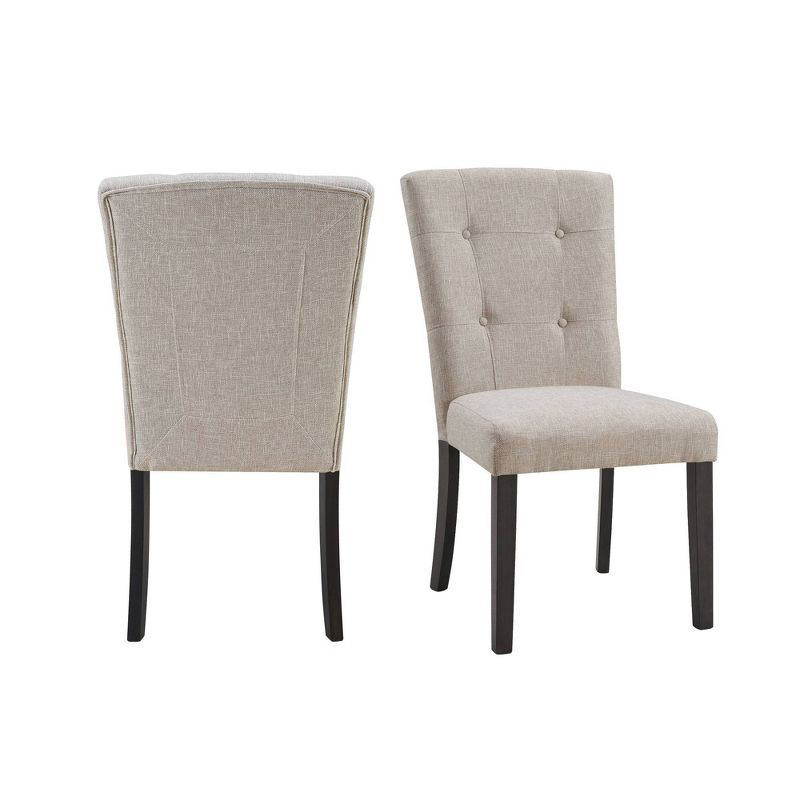 Set of 2 Landon Tufted Upholstered Chair Set Taupe - Picket House Furnishings: Contemporary Polyester, Foam-Filled