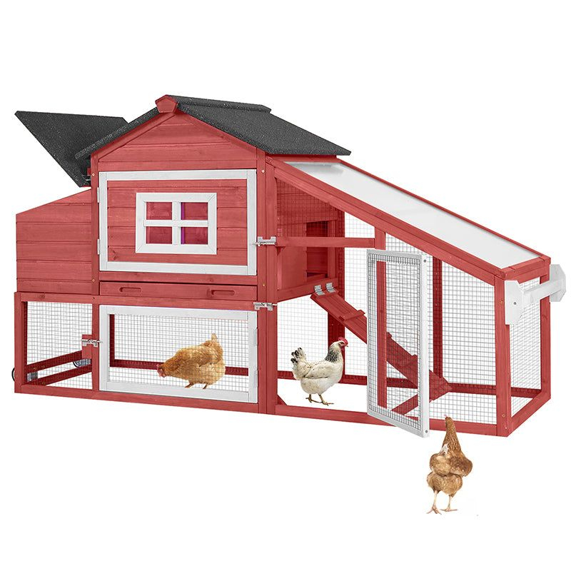 Aivituvin-AIR23-R Wooden Chicken Coop Red 67.3"(L)x26"(W)x39.4"(H)