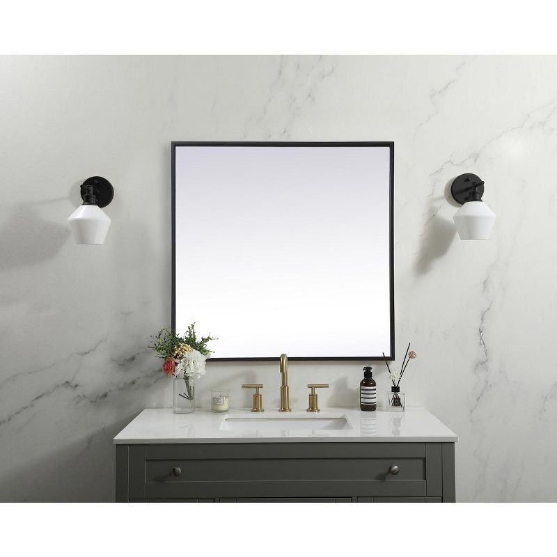 Elegant Lighting Metal Frame Square Mirror 24 inch in Black