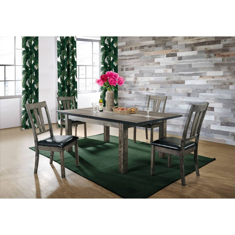 5pc Grayson Extendable Dining Table with Padded Seats Gray Oak - Picket House Furnishings: Rubberwood, Seats 6, Square Shape