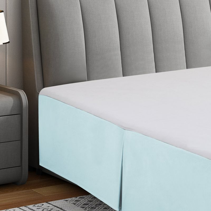 Swift Home | Basics Pleated Microfiber Bed Skirt 14-inch Drop Aqua Full