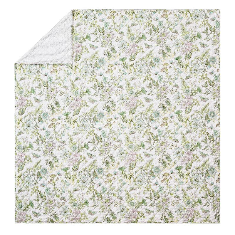 Modern Heirloom Full/Queen Quilt Botanical Floral Green