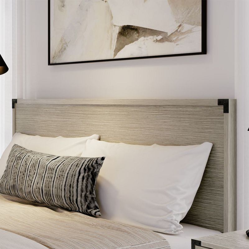 Plank+Beam Solid Wood Contemporary  King Size Platform Bed, Seashell Wirebrush