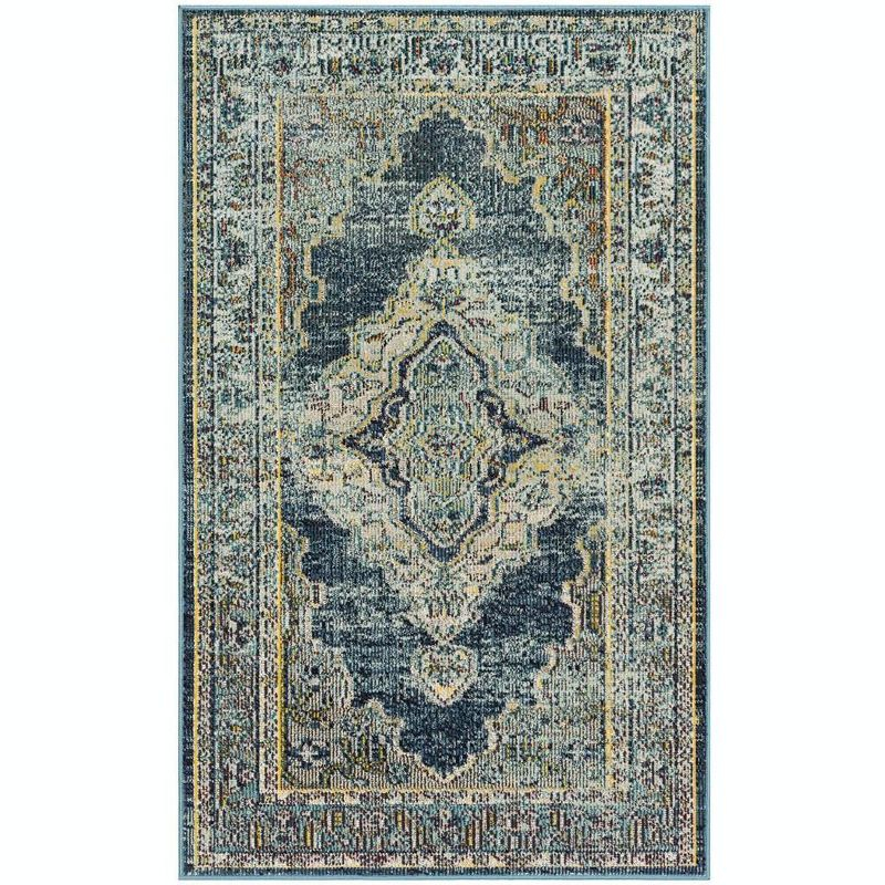 Crystal CRS500 Power Loomed Accent Rug - Blue/Yellow - 3'x5' - Safavieh.