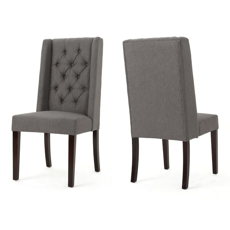 NicBex 2pc Dining Chair with Tufted Button Backrest Modern Upholstered Dining Room Side Chair with Wood Legs,Dark Gray