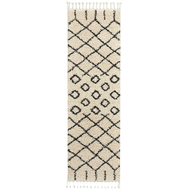 Nourison Marrakesh Shag MRK01 Cream Area Rug 2'2" x 8'1"