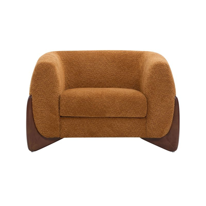 Christopher Knight Home Raymond Birch Wood Boucle Upholstered Club Chair, Caramel
