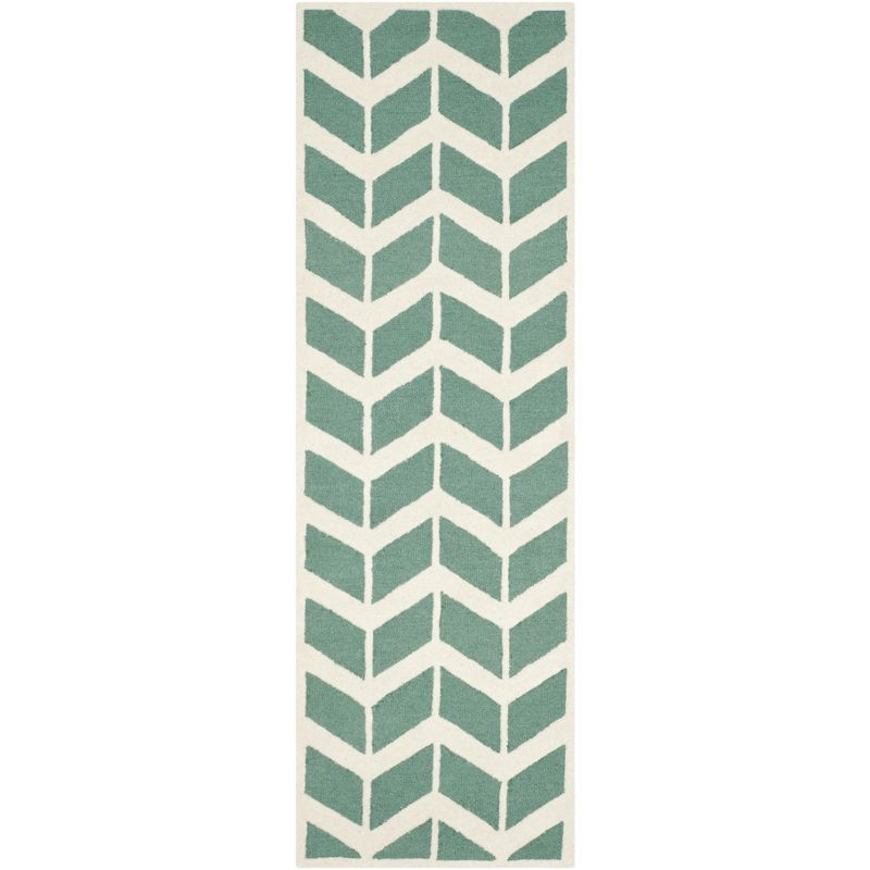 Cambridge CAM718 Tufted Indoor Runner Rug - Teal/Ivory - 2'6"x8' - Safavieh