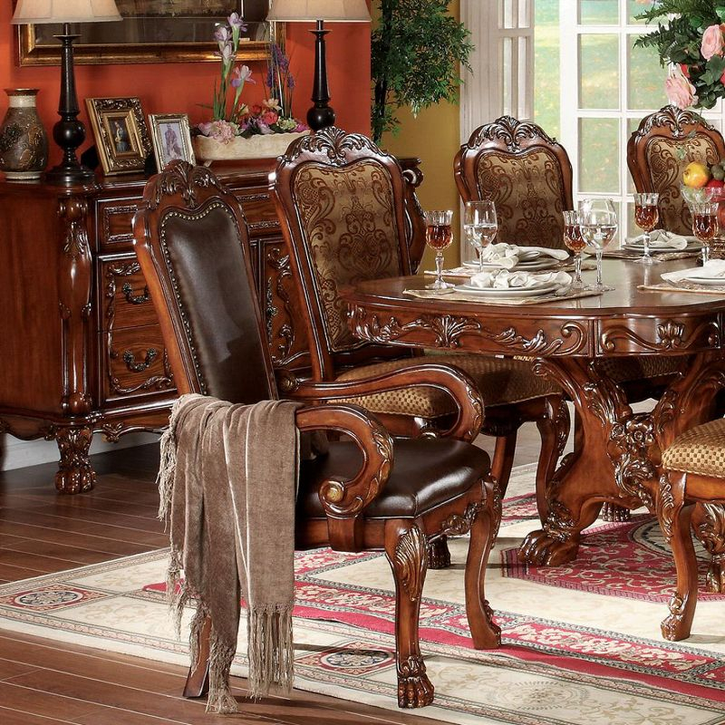 Acme Furniture Dresden Dining Chairs Brown Synthetic Leather/Cherry Oak Finish