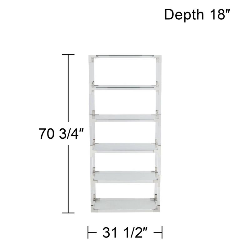 55 Downing Street Hanna 70 3/4" Clear Acrylic and Chrome 6-Shelf Open Bookcase
