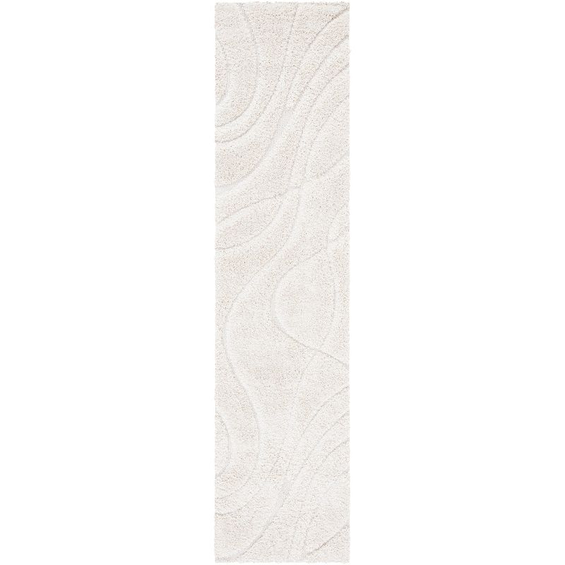 Florida Shag SG471 Power Loomed Indoor Runner Rug - Creme/Creme - 2'3"x9' - Safavieh