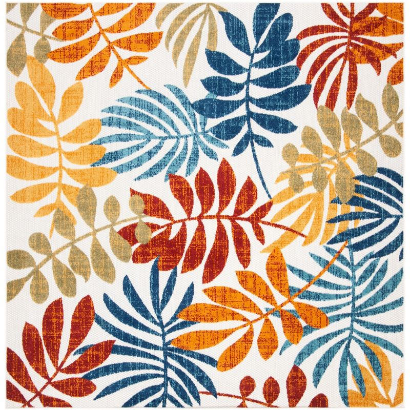 Cabana CBN814 Power Loomed Indoor and Outdoor Area Rug - Creme/Red - 4'x4' - Safavieh.