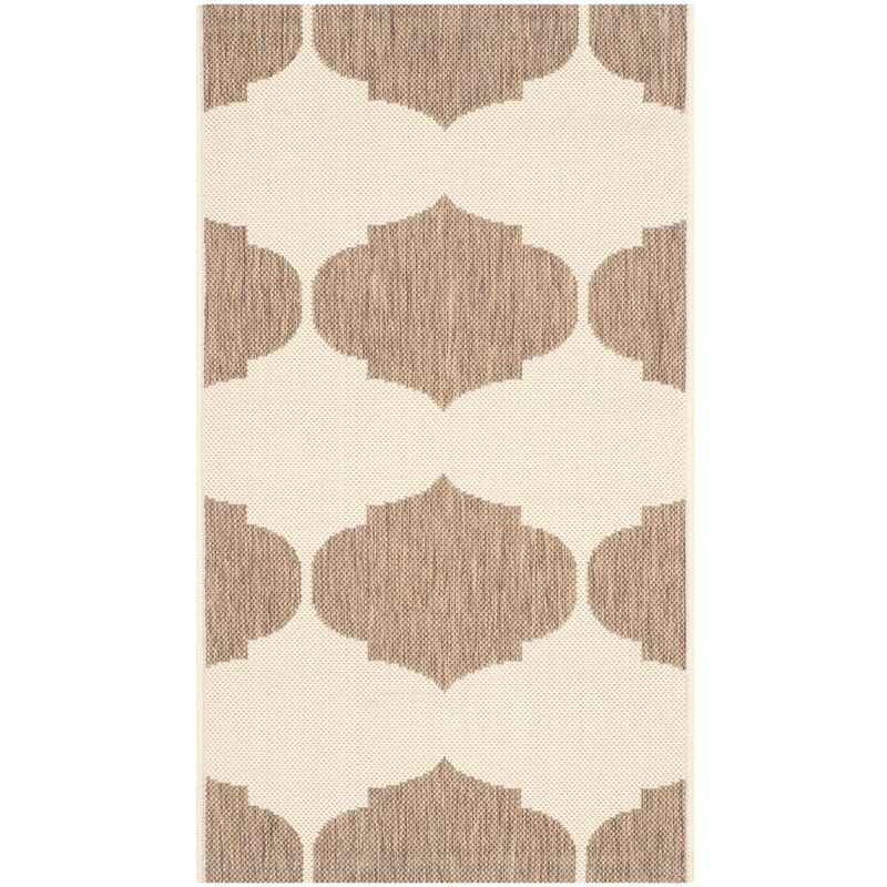 Courtyard CY6162 Power Loomed Indoor and Outdoor Accent Rug - Beige/Brown - 2'7"x5' - Safavieh