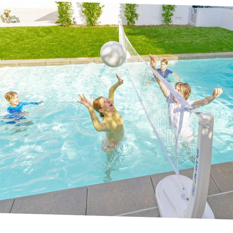 GoSports Splash Net PRO Pool Volleyball Net - Includes 2 Water Volleyballs and Pump - White