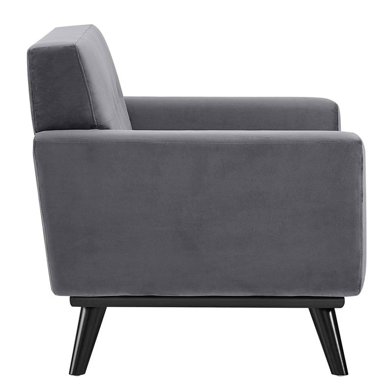 Engage Performance Velvet Armchair Gray - Modway: Plush, Tufted, Black Wood Legs