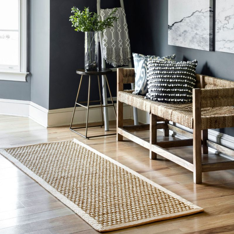 Nuloom Hesse Checker Weave Seagrass Kitchen Runner Indoor Area Rug - Hallway, Entryway, 2' 6" x 6', Natural
