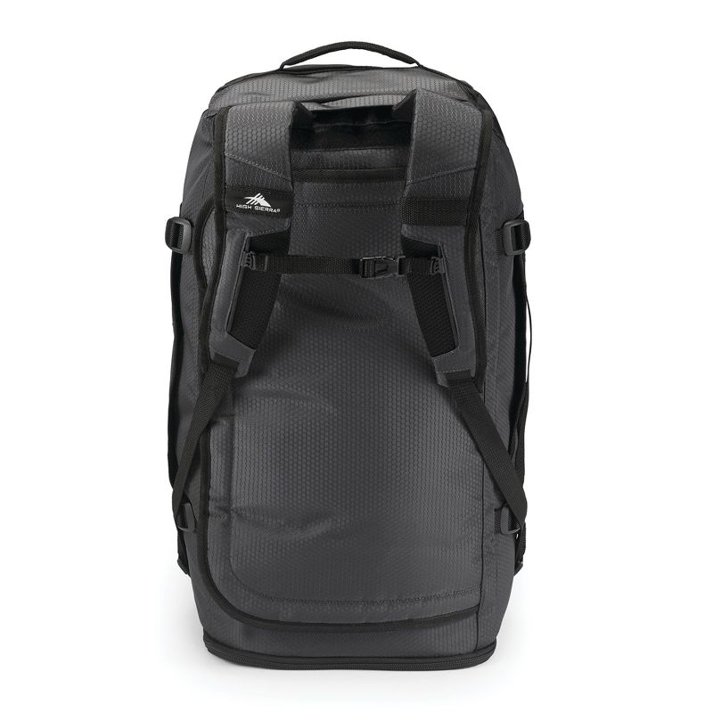 High Sierra Fairlead Zipper Closure Travel Duffel Bag Backpack with Padded Handles and Quick Release Shoulder Straps, Mercury/Black