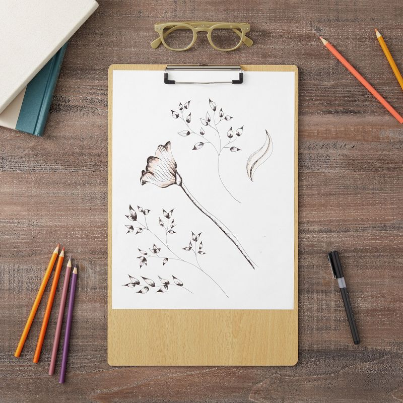 Juvale Extra Large 11x17 Clipboard with Low-Profile Clip, Wooden Vertical Clip Board