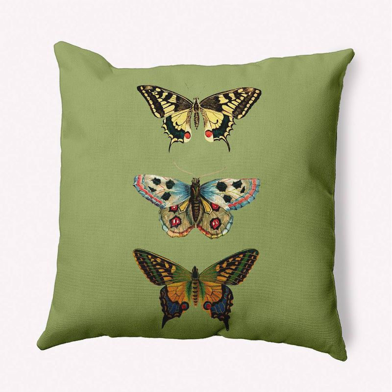 16"x16" Butterflies Square Throw Pillow Green - e by design