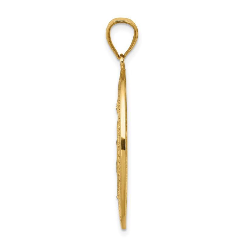 Black Bow Jewelry 14k Yellow Gold, Solid Oval Miraculous Medal Pendant, 20 x 38mm