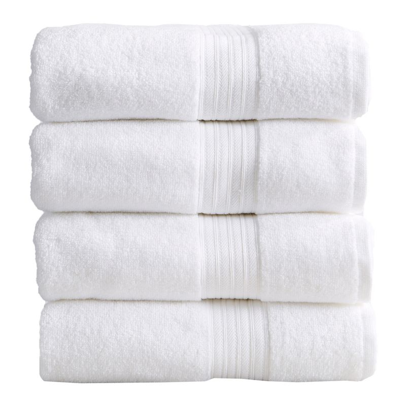 100% Cotton Quick-Dry Everday Towel Set - Great Bay Home (4 Pack Bath Towels, White)
