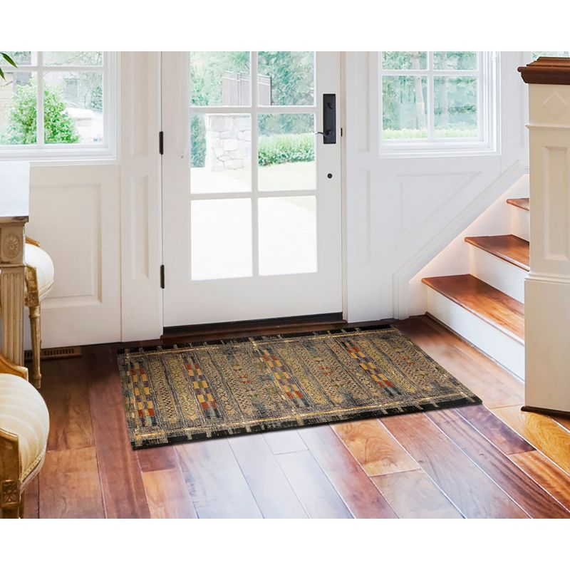 Liora Manne Marina Stripe Indoor/Outdoor Rug Black 2'7" x 4'3"
