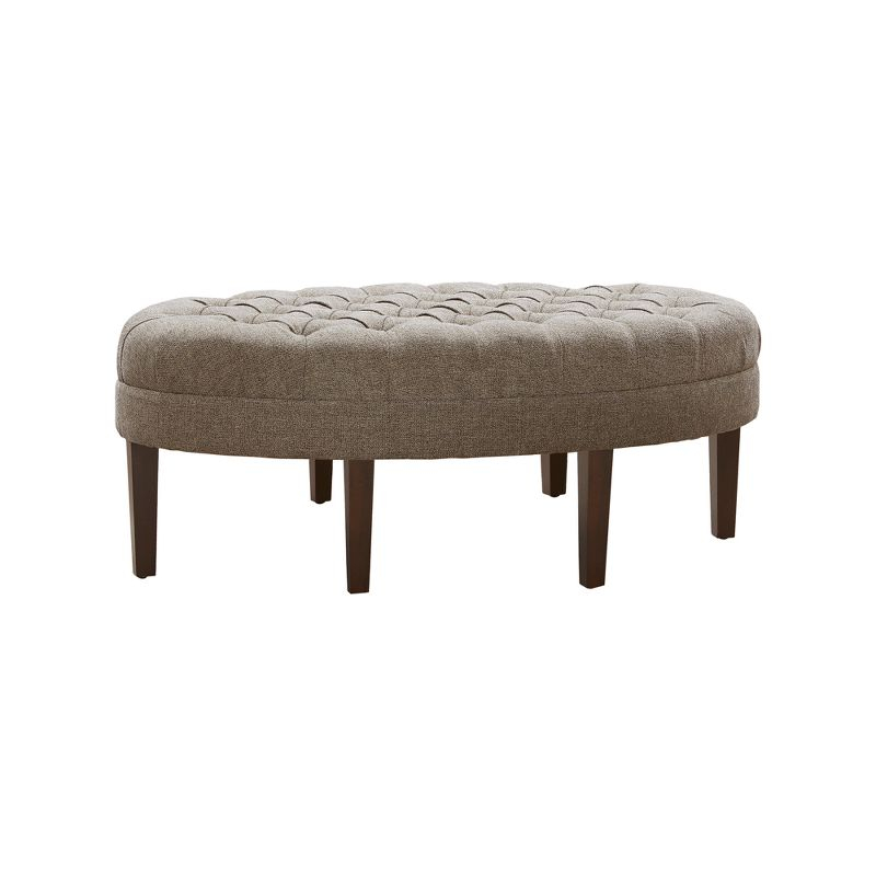 Madison Park Matthew Surfboard Tufted Ottoman Brown: Madison Park Upholstered Oval Bench, Polyester, Foam Filled