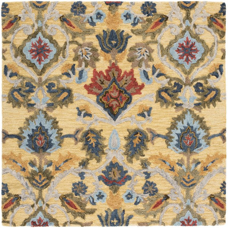 Blossom BLM402 Hand Tufted Area Rug - Gold/Multi - 6'x6' - Safavieh.