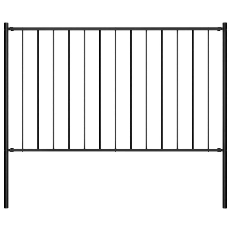 vidaXL Fence Panel with Posts Powder-coated Steel 5.6 ft.x4.1 ft. Black